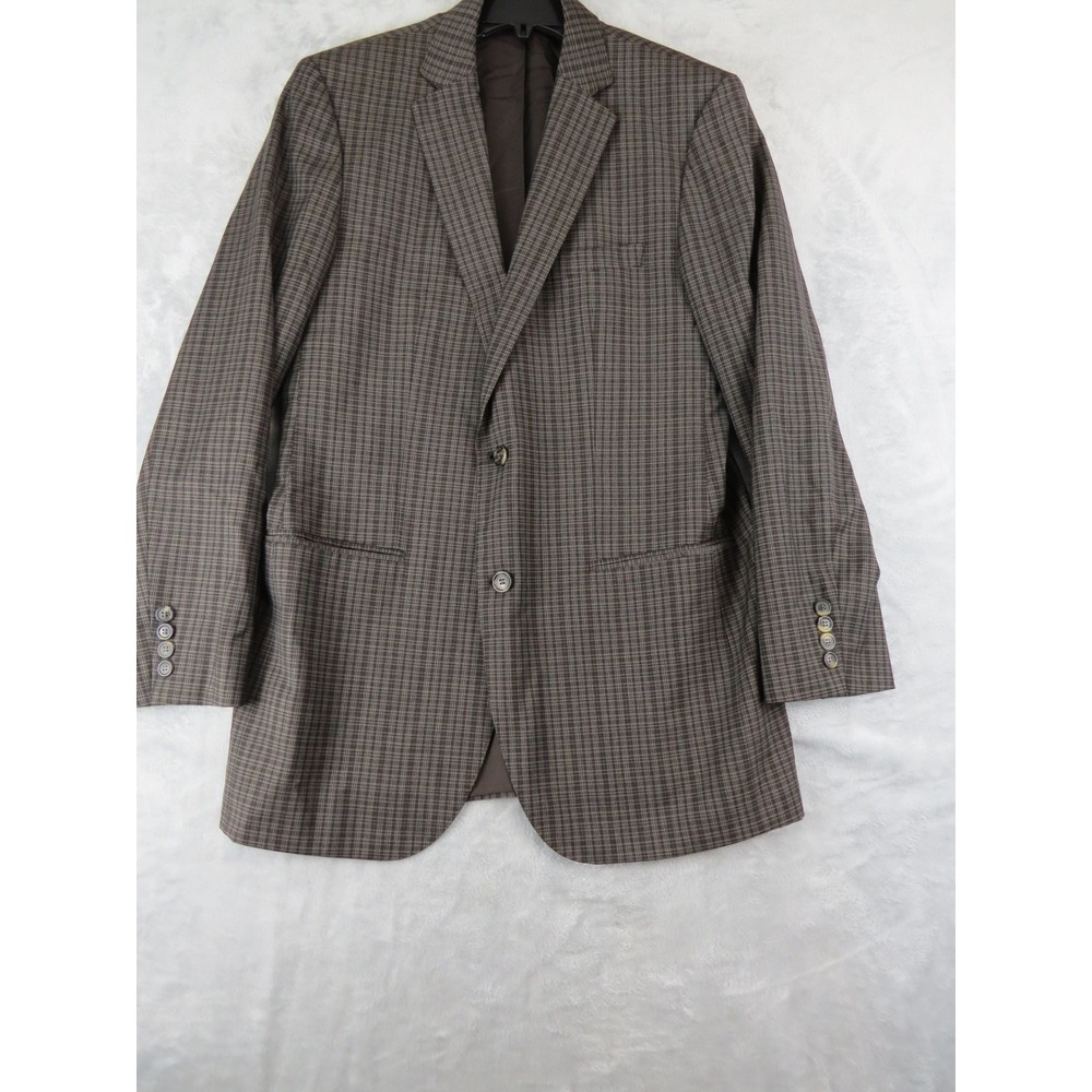 Hugo Boss Jam76 100% Virgin Wool‎ Brown Plaid Sport Coat 40L Old Money